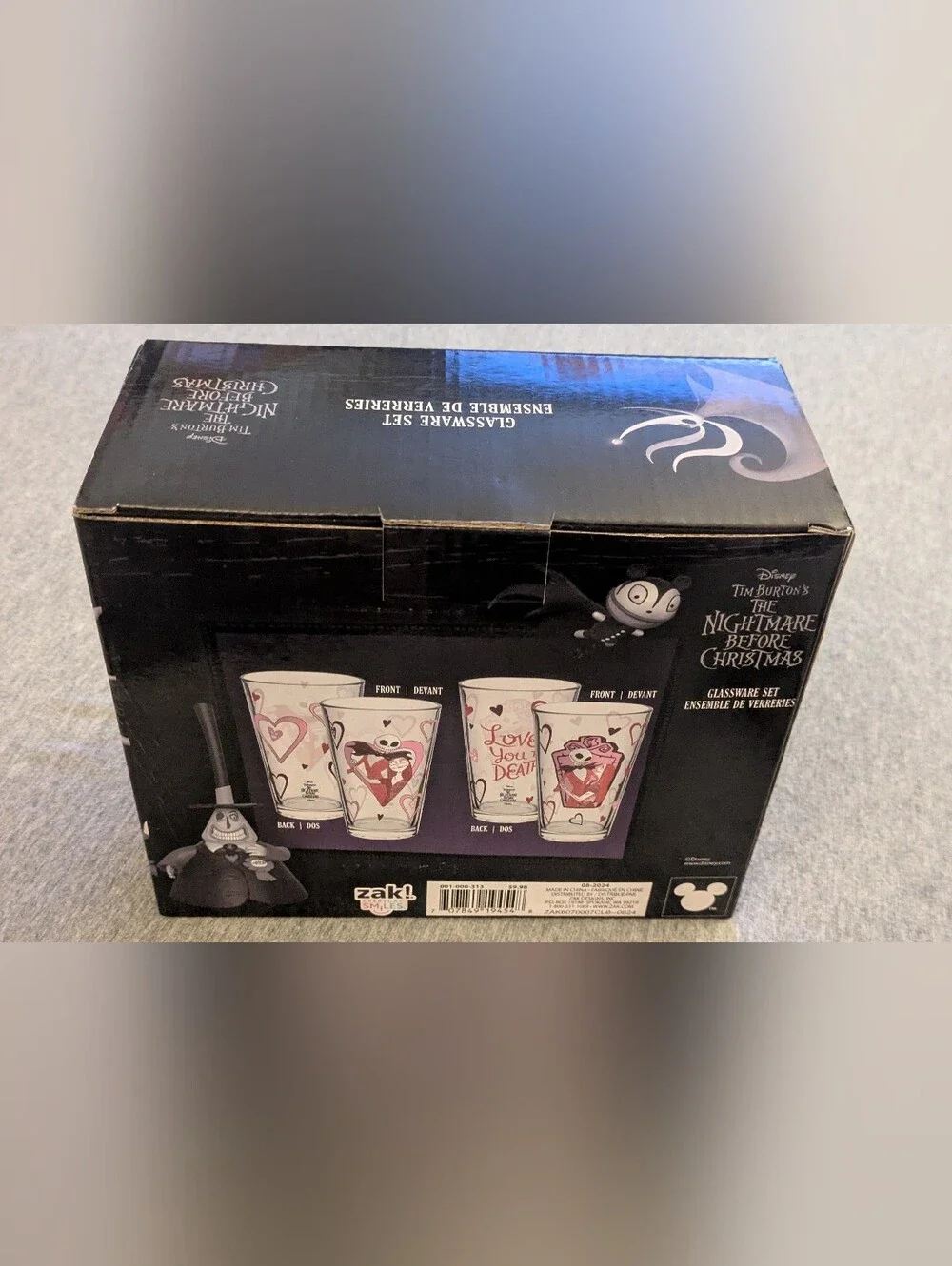 Disney The Nightmare Before Christmas Jack Skellington Red Pink Glassware Set